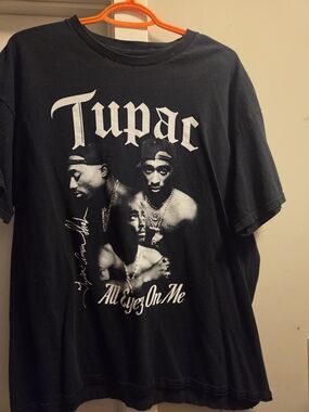 H&M Black Graphic Tee with Tupac Portraits